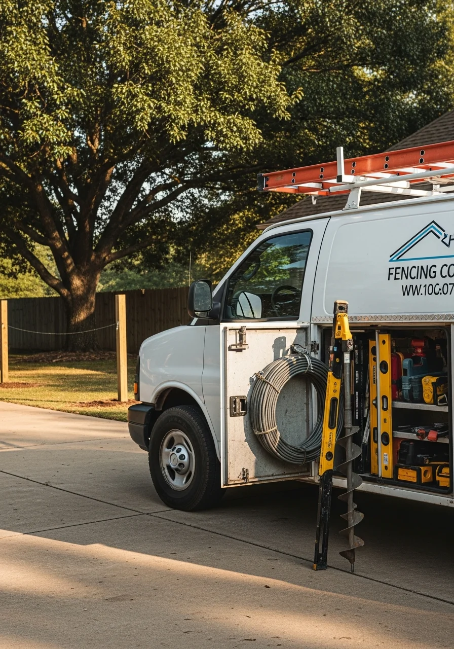 Local technician in Greenwood standing beside service vehicle in residential driveway.